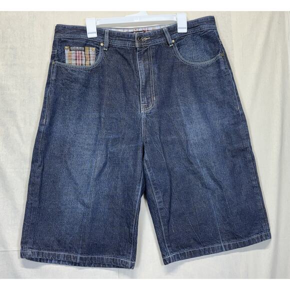 Ecko Unltd Men’s Size 38 Baggy Denim Shorts Hip-Hop Streetwear Blue - Picture 1 of 10